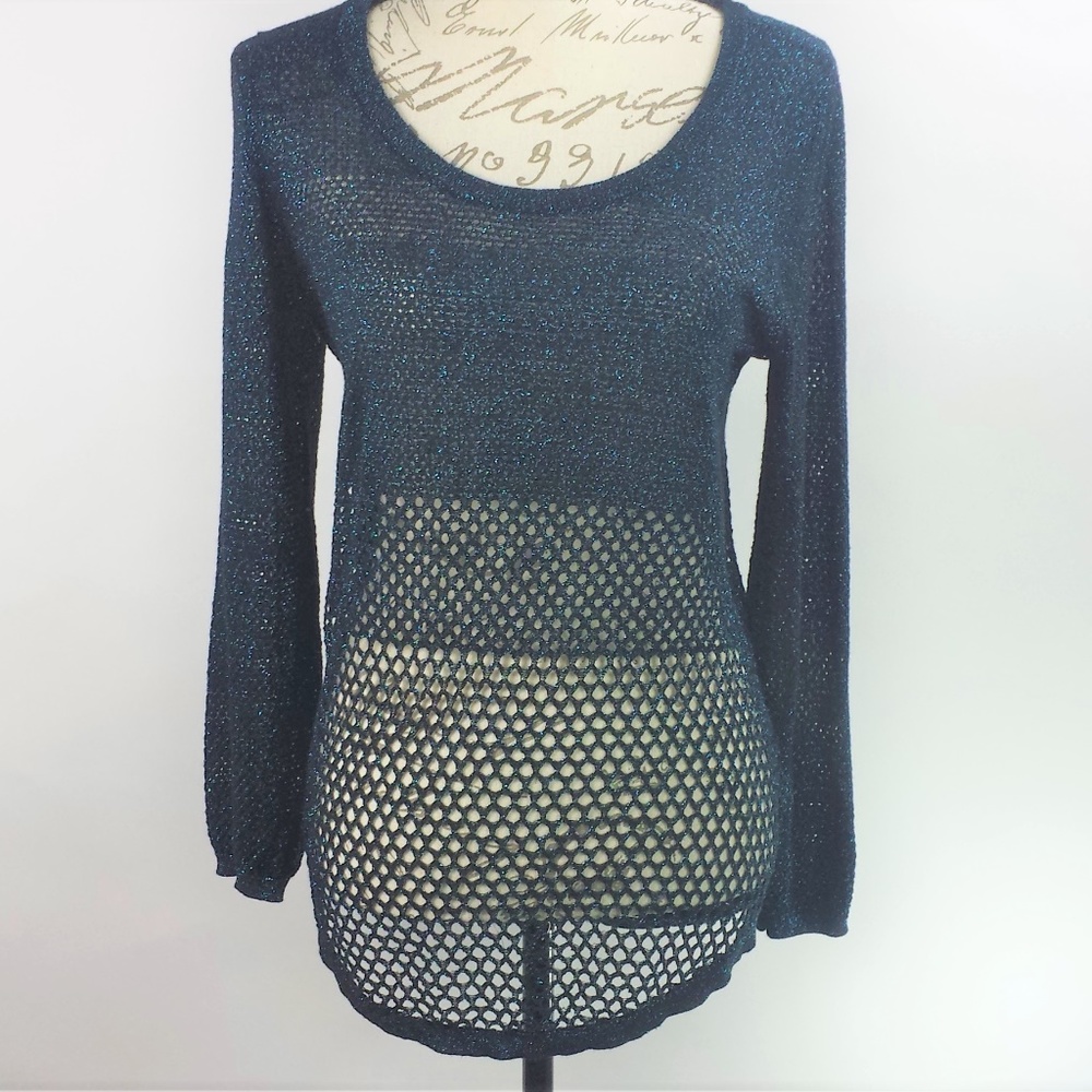 Rock & Republic Metallic Mesh Shirt Size Large